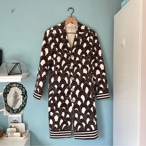 trina turk mod retro brown patterned striped jacket. half moon arch shapes 2